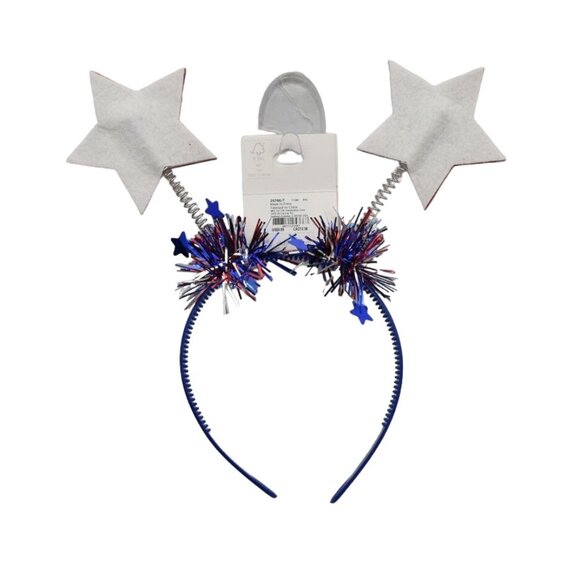 Star Bopper Headband Glitter Tinsel Accents By Claires Patriotic 4th of July - Picture 2 of 3